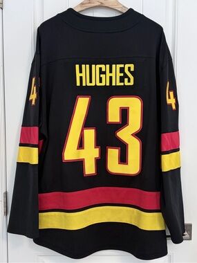 Authentic Fanatics Vancouver Canucks Quinn Hughes Black Skate Jersey Size 3XL